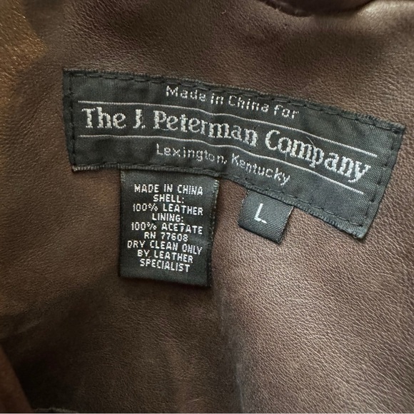 J. Peterman Double Breasted Vintage Leather Heavy Mens Coat - Picture 6 of 6